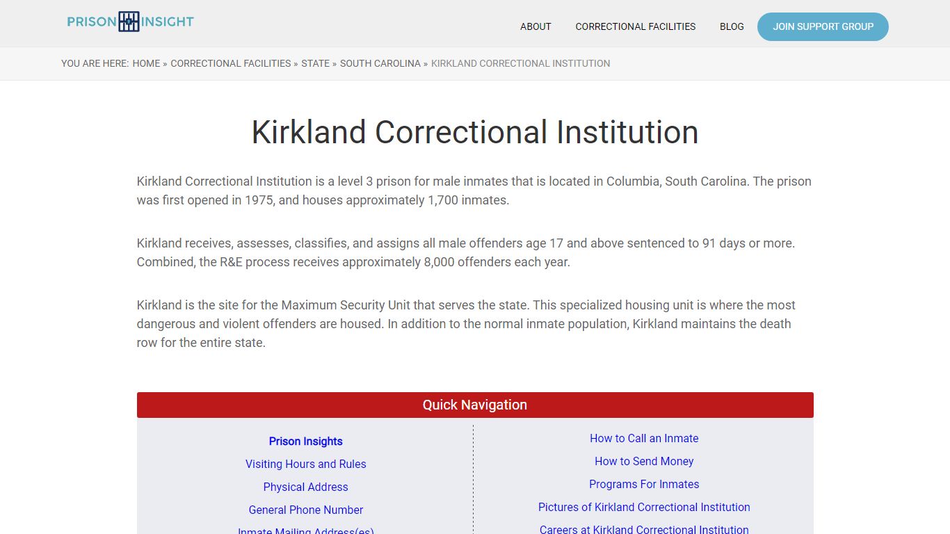 Kirkland Correctional Institution - Prison Insight