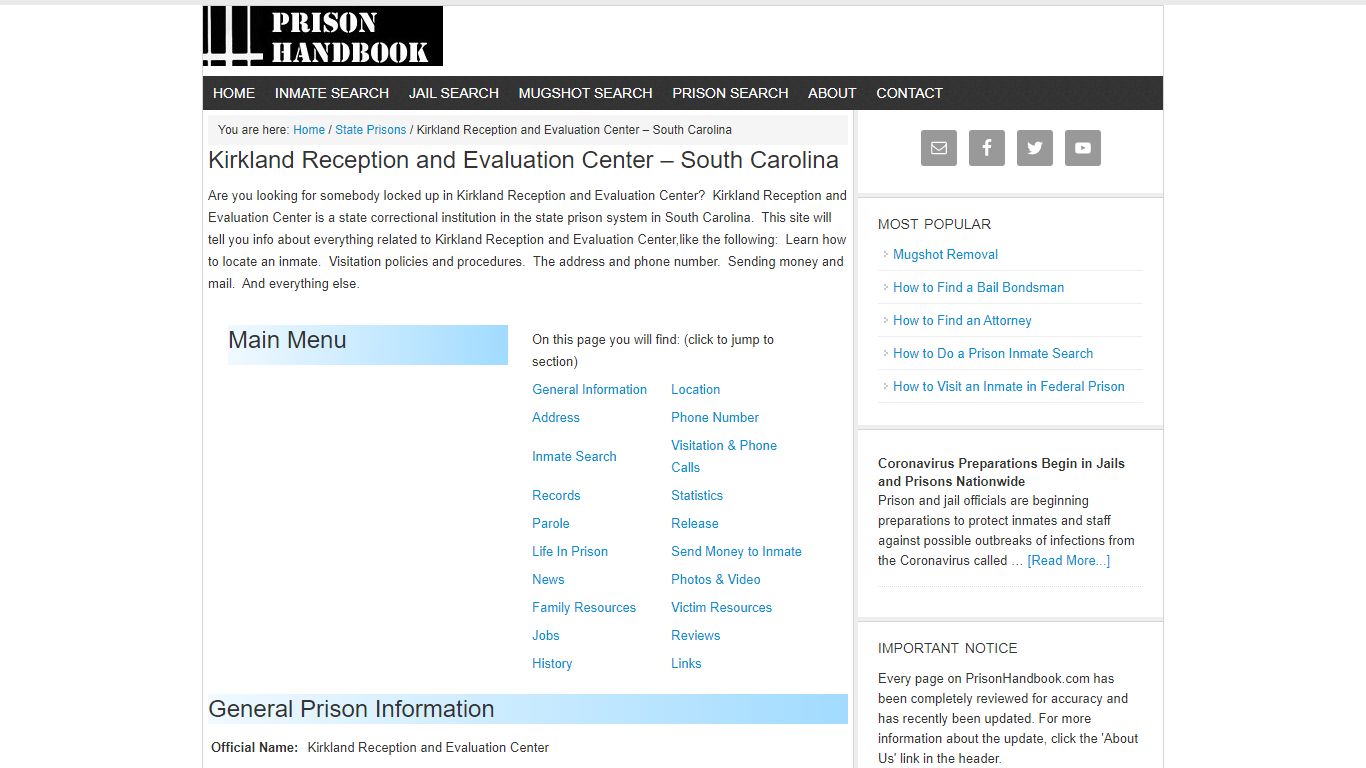 Kirkland Reception and Evaluation Center – South Carolina
