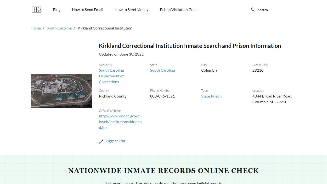 Kirkland Correctional Institution Inmate Search, Visitation, Phone no ...